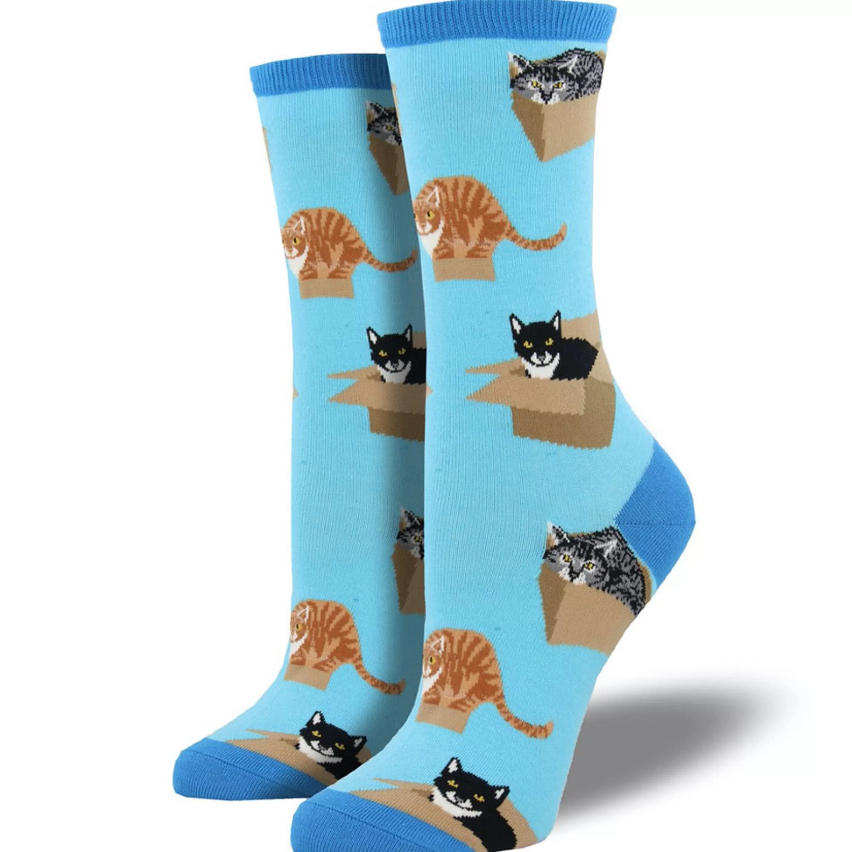 SockSmith Women's Socks>Women's Cat In A Box Socks Azure