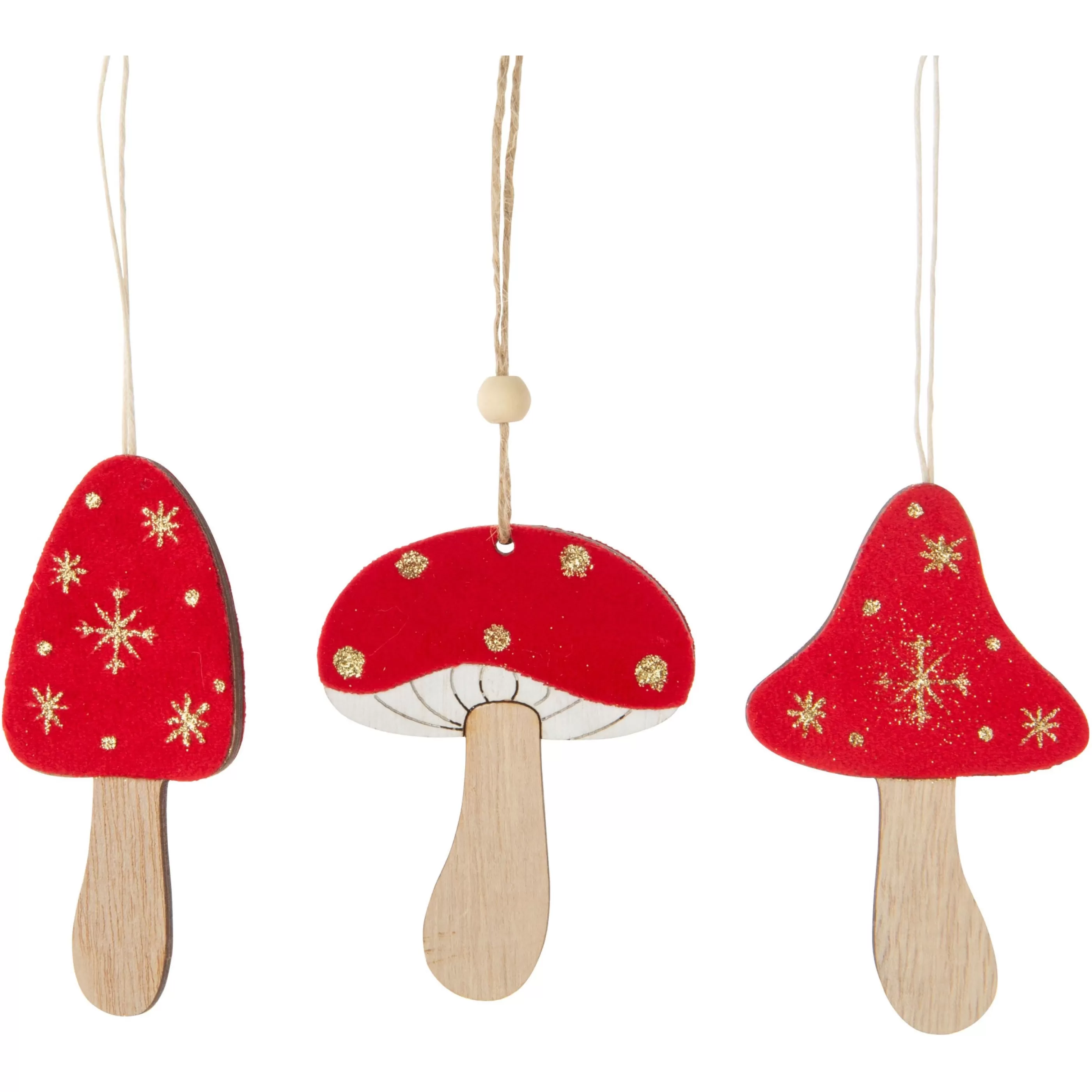 Silver Tree Wood Mushroom Ornament With Red Flocking Outlet